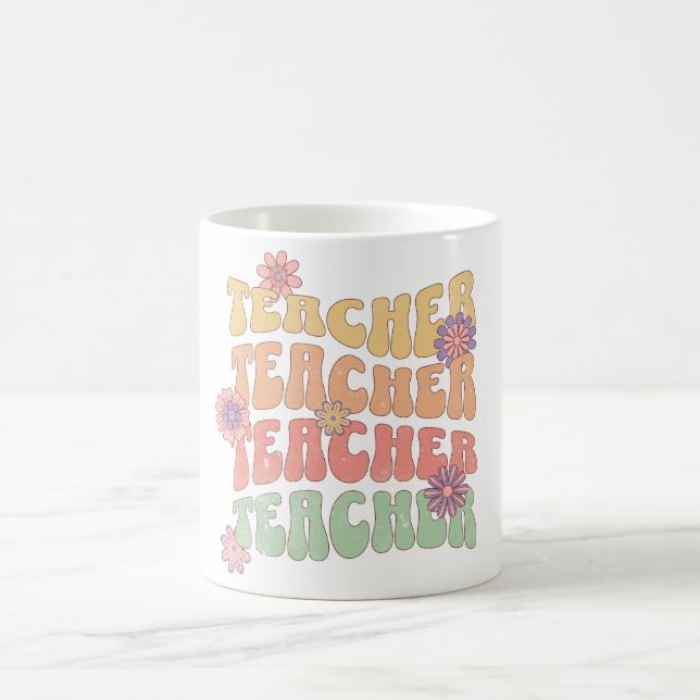 Mug Conception de texte de style rétro de l'enseignant (Centre)