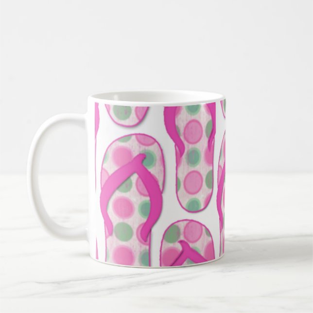 Mug Conception de tongs à tongs pointillés de polka ro (Gauche)