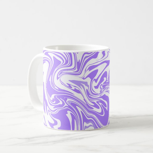 Mug Conception de tourbillon abstrait violet et blanc (Devant gauche)