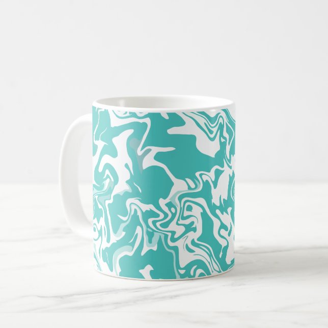 Mug Conception de tourbillon aqua abstrait (Devant gauche)