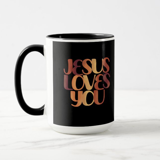 Mug Conception de typographie chrétienne Jésus aime  (Gauche)