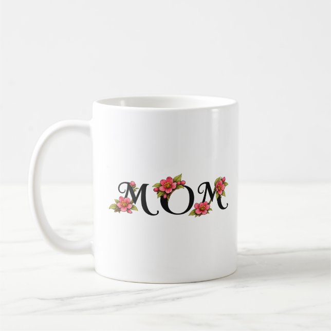 Mug Conception de typographie florale élégante "MAMAN" (Gauche)