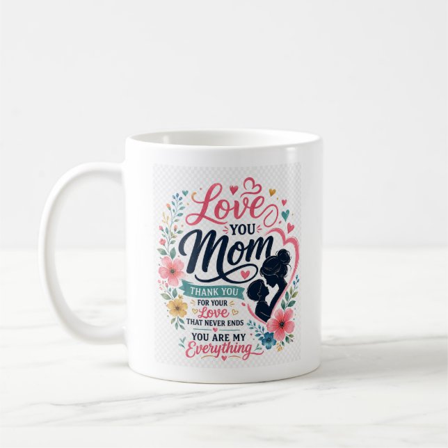Mug Conception de typographie florale pour la fête des (Gauche)