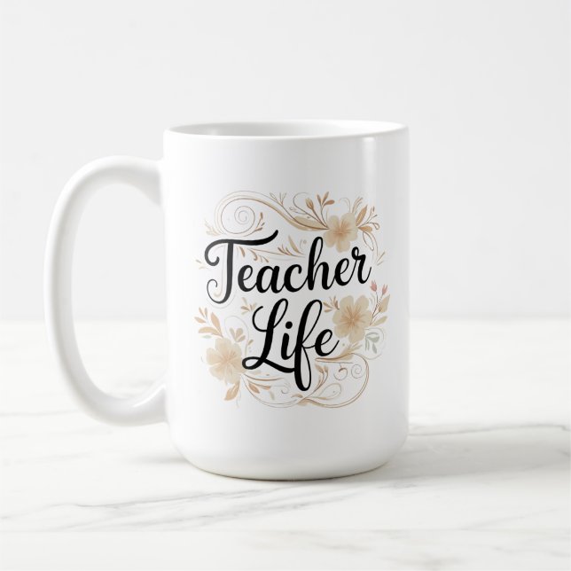 Mug Conception de typographie florale pour la vie d'en (Gauche)