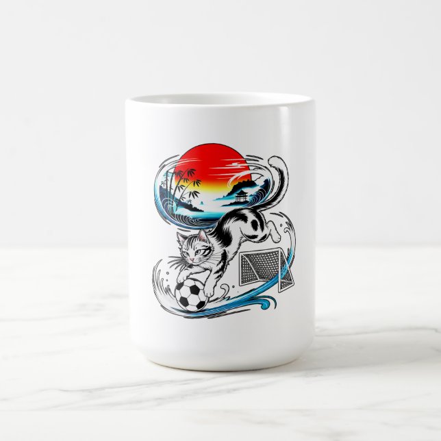 Mug Conception de vague de soleil rouge - Chat de foot (Centre)