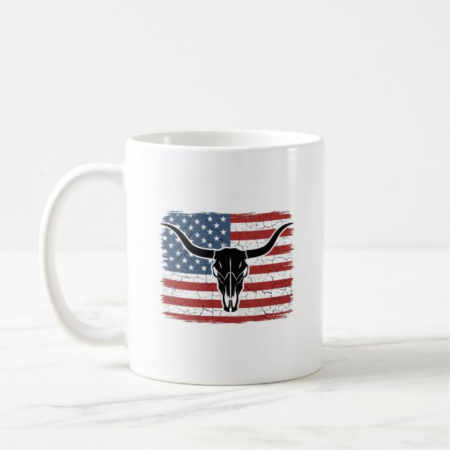 Mug Conception de vecteur de drapeau américain de crân (Gauche)