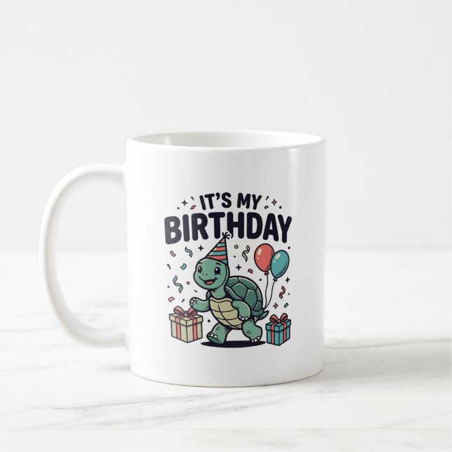 Mug Conception de vecteur de fête de tortue d'annivers (Gauche)