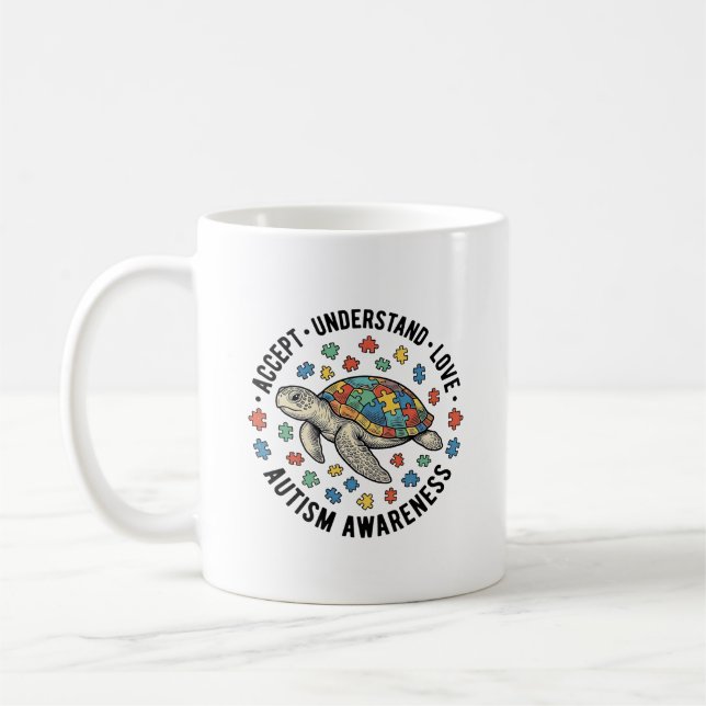 Mug Conception de vecteur de puzzle de tortue de sensi (Gauche)