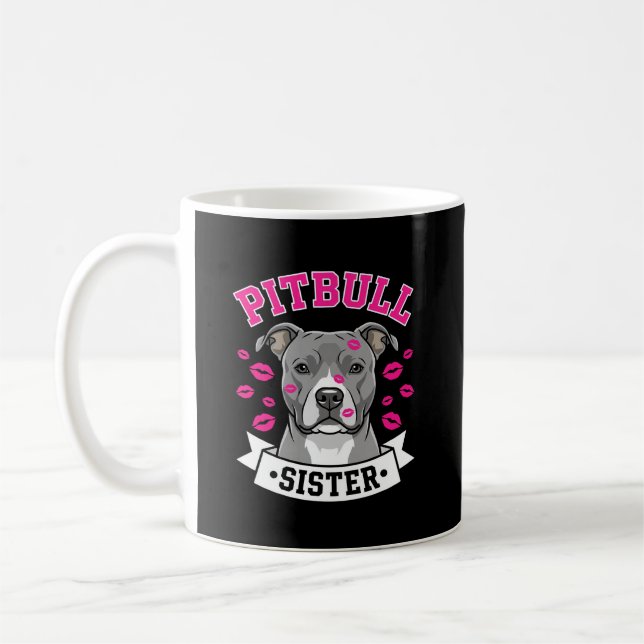 Mug Conception de vecteur de sœur de Pitbull amoureuse (Gauche)