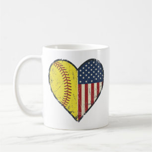 Mug Conception de vecteur vintage de coeur de softball