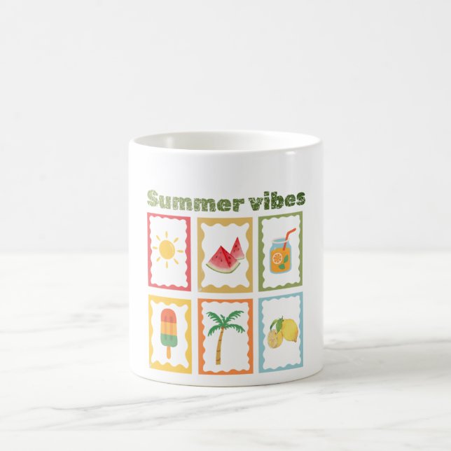 Mug Conception de vibrations rétro d'été  (Centre)