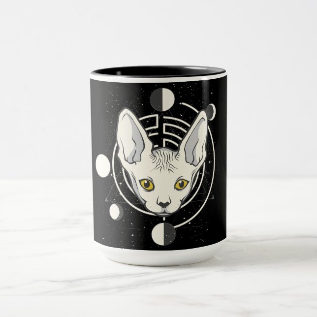 Mug Conception de visage de chat spatial cool (Centre)