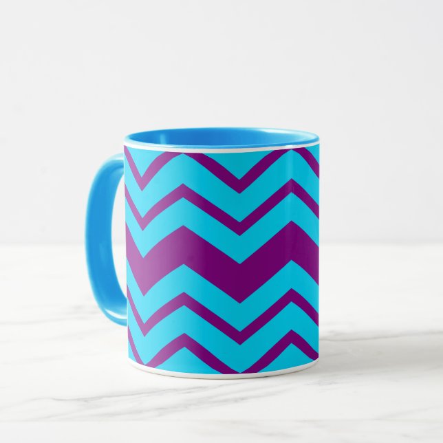 Mug Conception de zigzag chevron bleu violet  (Devant gauche)