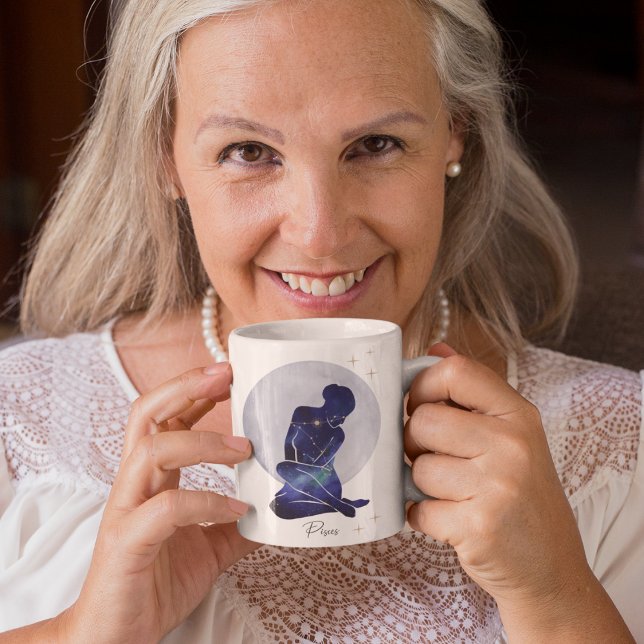 Mug Conception de zodiaque bleu or féminin Poissons (Créateur téléchargé)