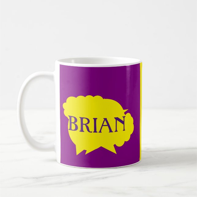 Mug Conception d'éclaboussure violette et jaune pour B (Gauche)