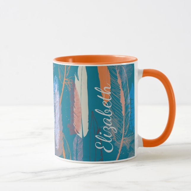Mug Conception décorative de plume personnalisée (Droite)