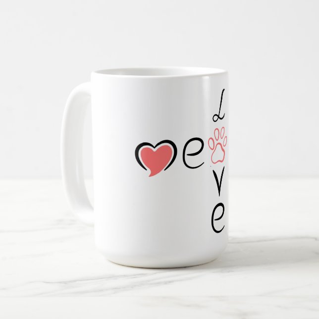 Mug Conception d'empreinte de patte de coeur mignon po (Devant gauche)