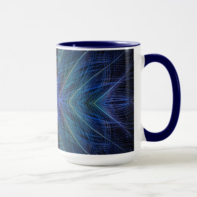 Mug Conception des plumes fractées bleues (Droite)