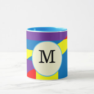 Mug Conception d'étiquette de monogramme abstrait colo