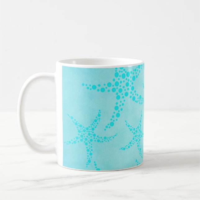 Mug Conception d'étoiles de mer d'Aqua et de turquoise (Gauche)