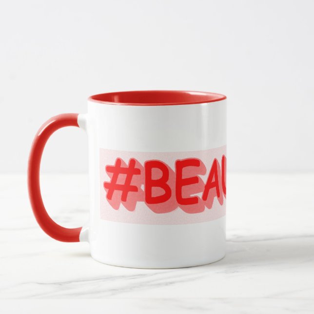 Mug Conception d'expression mignonne "#BEAUTIFUL". Com (Gauche)