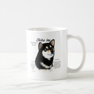 Mug Conception d'histoire de Shiba Inu (noir/bronzage)