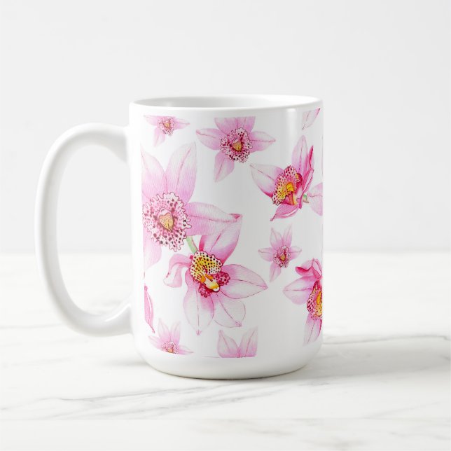 Mug Conception d'orchidées à l'aquarelle 15  (Gauche)