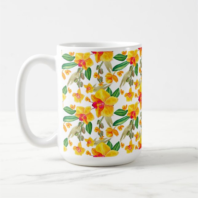 Mug Conception d'orchidées à l'aquarelle 9  (Gauche)