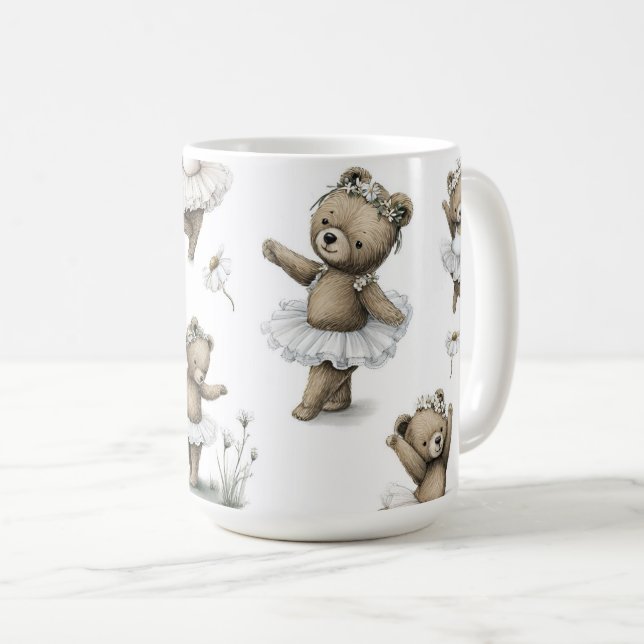 Mug Conception d'ours ballerine à l'aquarelle mignonne (Devant droit)