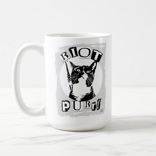 Mug Conception drôle de fille Riot Purrul Punk Chat (Gauche)