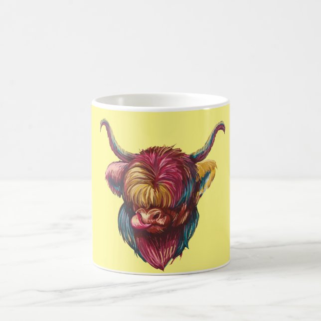 Mug Conception drôle de tête de vache Highland arc-en- (Centre)