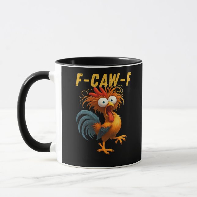 Mug Conception drôle essentielle de poulet F-Caw-F (Gauche)