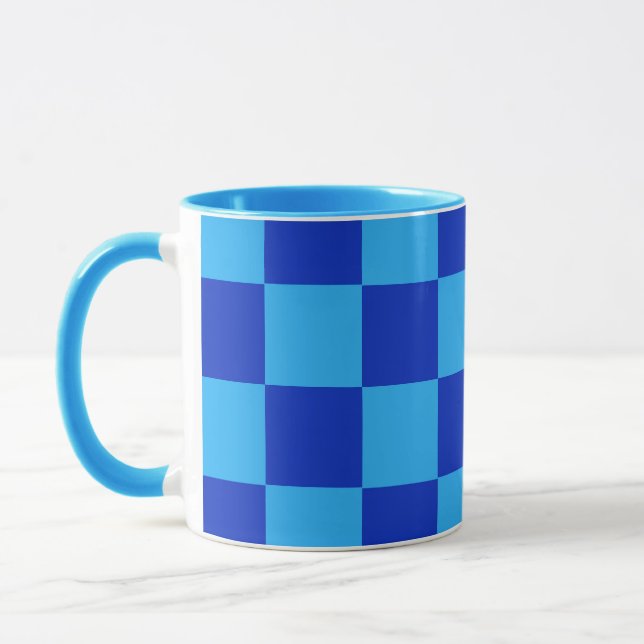 Mug Conception du vérificateur bleu clair et foncé (Gauche)