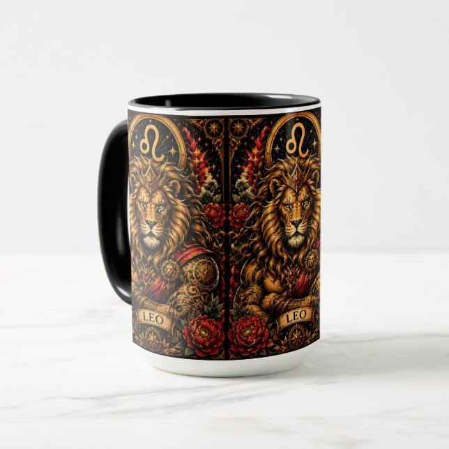 Mug Conception du zodiaque masculin céleste Lion (Devant gauche)