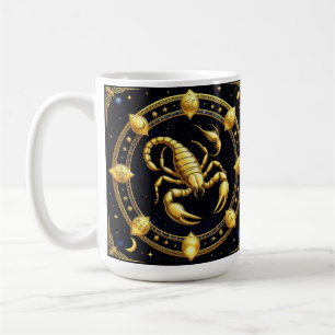 Mug Conception du zodiaque Scorpion doré avec ornement