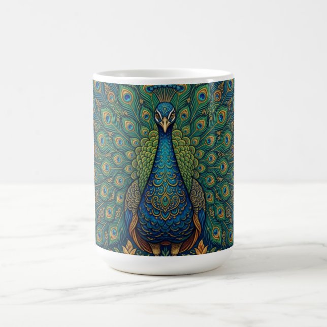 Mug Conception élégante de paon bohème vintage (Centre)