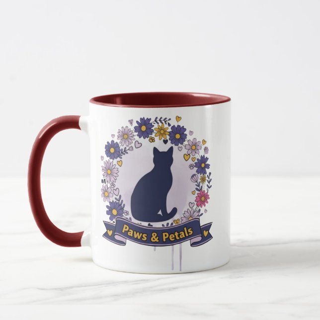 Mug Conception Fleurie de Chat «Pattes et Pétales» (Gauche)
