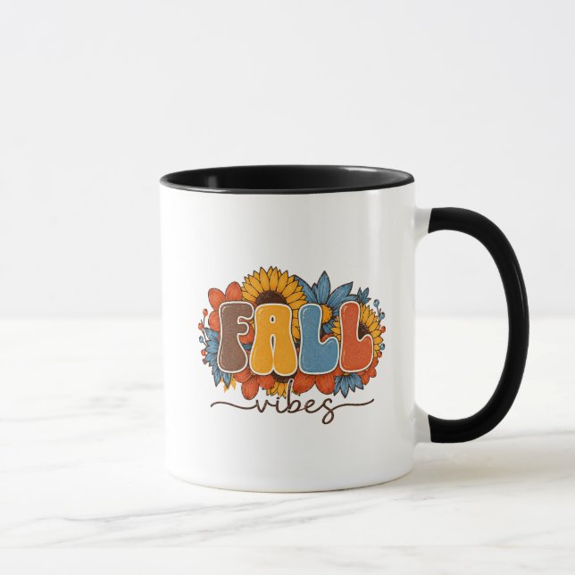 Mug Conception Fleurie Rétro d'Automne avec Thème de T (Droite)