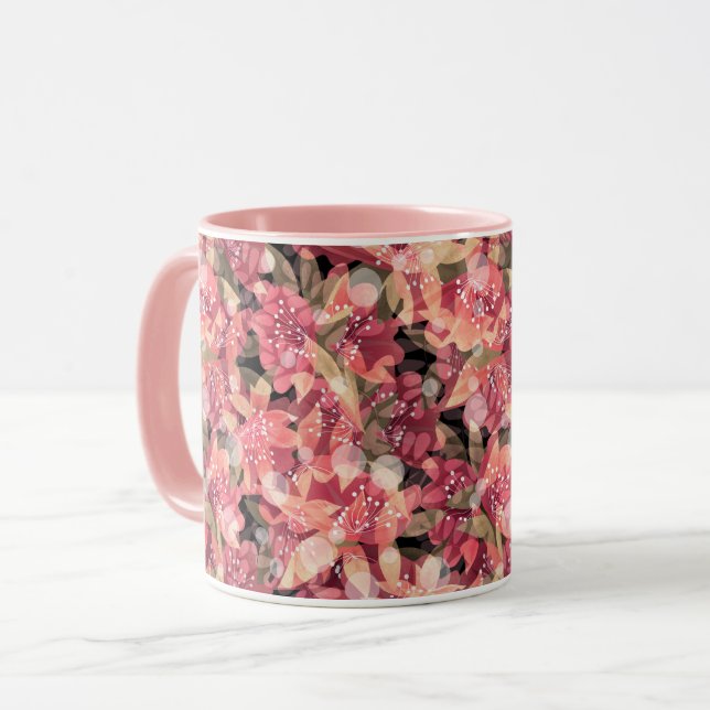 Mug Conception florale de fleurs roses belles mignonne (Devant gauche)