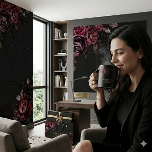 Mug Conception florale de rose noire romantique sombre
