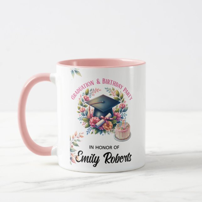 Mug Conception florale pour la remise de diplômes et f (Gauche)