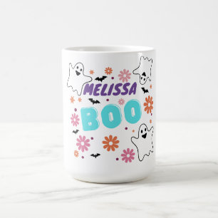 Mug Conception florale Retro Boo Halloween personnalis