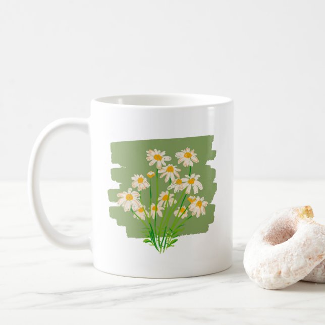 Mug Conception Florale Rustique sur Fond Vert (Avec donut)