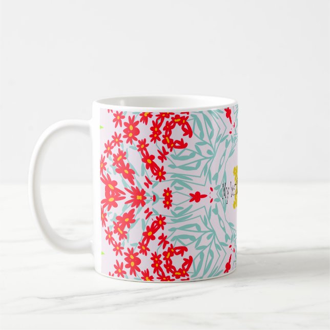 Mug Conception géométrique florale rouge et bleue vibr (Gauche)