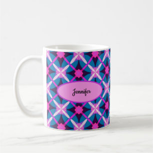 Mug Conception géométrique rétro en rose, violet et bl