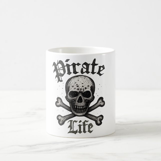 Mug Conception Grunge Crâne et Os Croisés Vie de Pirat (Centre)