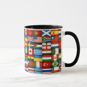 Mug Conception grunge de collage de drapeaux du monde