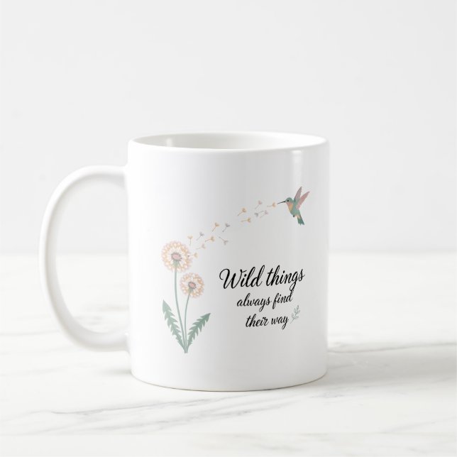 Mug Conception Inspirante de Colibri de Pissenlit (Gauche)
