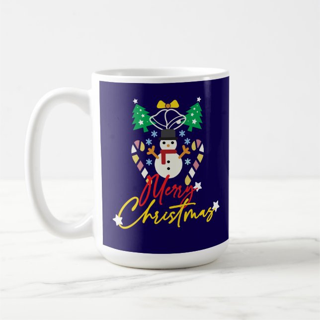 Mug Conception joyeuse de Noël avec cloche, arbres  (Gauche)