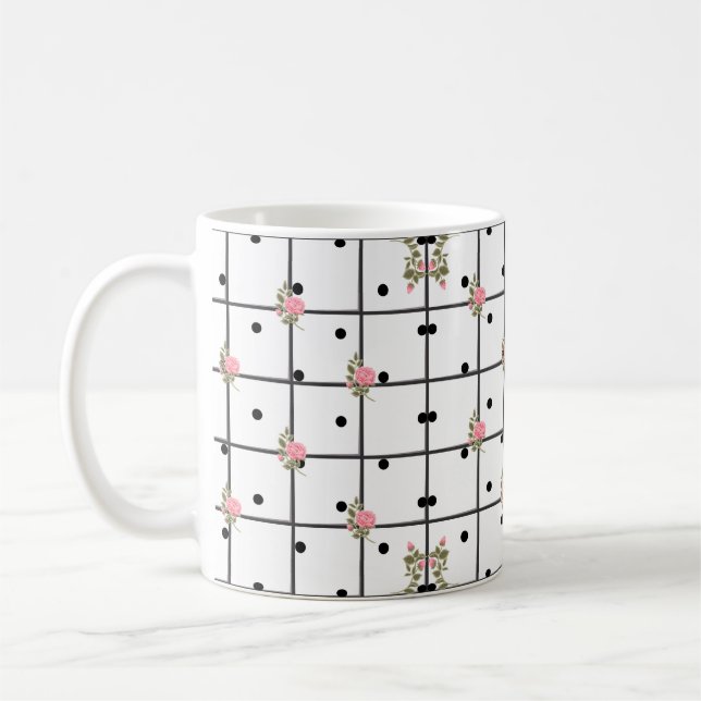 Mug Conception moderne de Rose de grille florale (Gauche)
